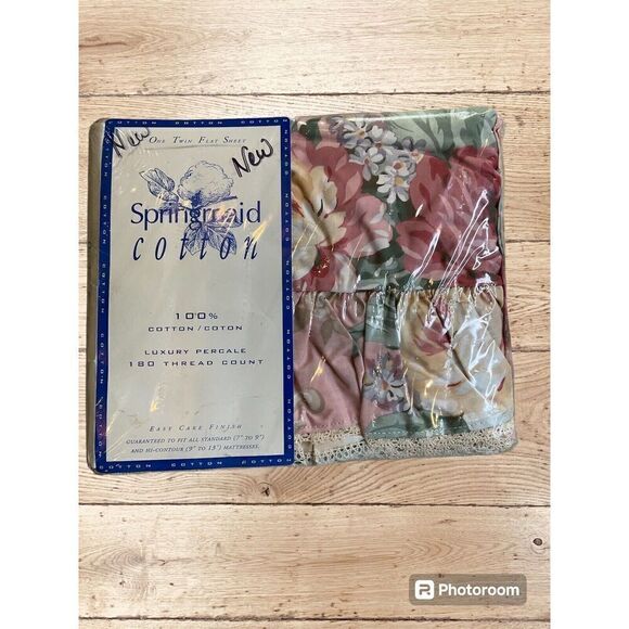 Vintage Springmaid Mary Rosie 100% Cotton Percale Twin Flat Sheet‎ Floral - Picture 1 of 11